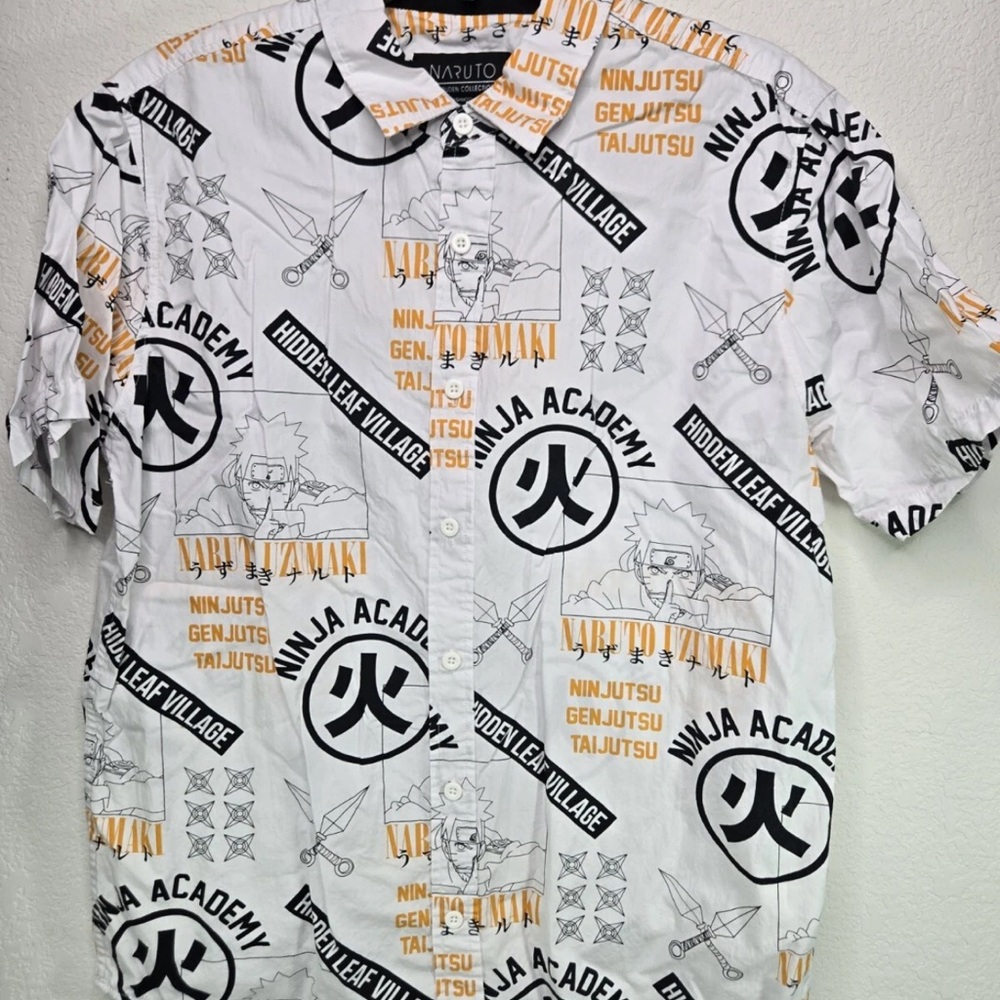 Naruto Shippuden Mens Button Up Shirt Size Small Vintage 2002/2007 EUC
